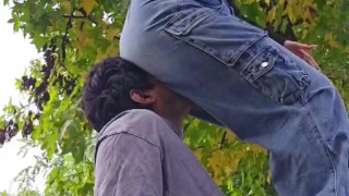 Facesitting in the park for my slave (public humiliation)