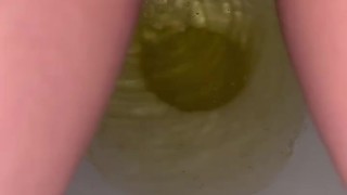 Girl had to pee so bad loud hissing into toilet