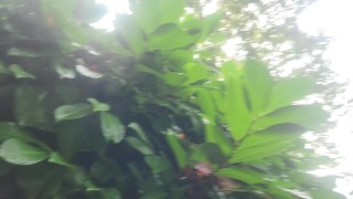 Juicy piss outdoors on a fine day