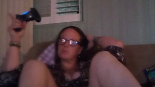 Amateur Milf Playing Video Games In Sexy Night Gown