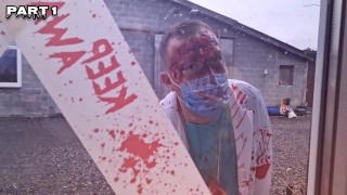 5 Lesbians have an orgy for Halloween in a bar and play with sex toys in cosplay