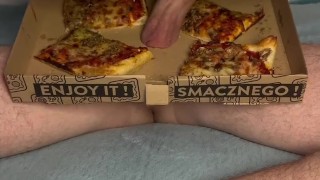 Twink boy with pizza