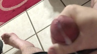 Masturbating my hard cock after weeks of not cumming