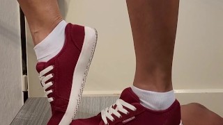 Barbie cock and ball trample with red sneakers No.42