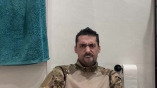 Horny military cumming like crazy and fucking a pocket pussy