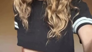 Sock TikTok Dance Trend Reel 2024 Dirty Blonde Petite PAWG Fit Girl Crop-Top Bikini Bottom Thong