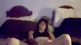 Solo girl masturbates with hand and vibrator to bring herself to orgasm