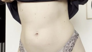 brunette British babe titty drop boob reveal in panties