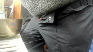 cock coming out of trousers