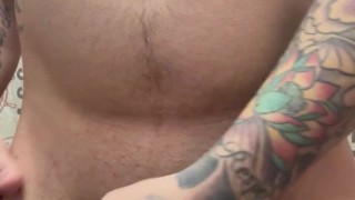 Playing with cock before work