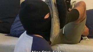 Sucking my Master’s Sweaty Toes! Submissive slut licking and sniffing Dom Feet!