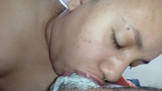 bitch loves to feel all my creampie in her deep thirsty throat