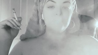 Cum enjoy a smoke after the shower with me