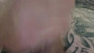 Tattooed up white guy jacking off.