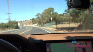 Car ride with Gigi Sweets and her HUGE tits out and rubbing that wet pussy