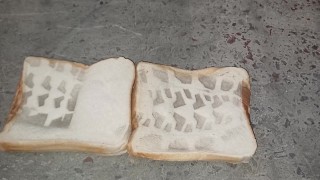 Slow Motion Bread Crush & Trample. See my dirty size 11 boot print, imagine this on your face