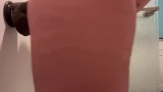 Fucking big black dildo in the shower