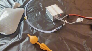 Huge belly inflation using my enema machine and inflatable bardex nozzle