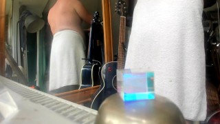 relaxing with a towel