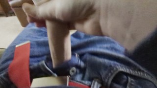 Masturbating in my jeans, people expected home any second, alomst caught