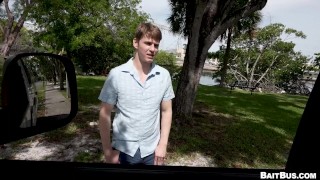 BAITBUS - Straight Dude Sage Roux Finds The Courage To Fuck Aaron Perez When He Gets Offered Money