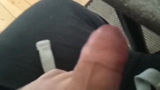 Vertical view and on my own with half limp cock stroking