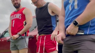 Three Aussie Blokes Take a Public Piss