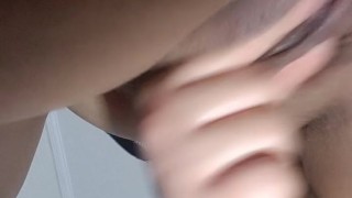 guided handjob under the pussy,i asked for dick like bitch,got horny talking nonsense and cum🍑🍌🥛