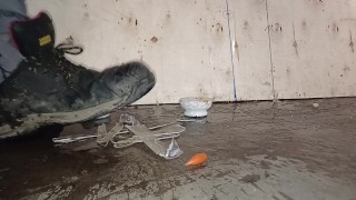 Christmas Candle Crush & Trample. Destroyed by dirty size 11 boots 👣👣