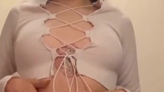 hottie shows off her sexy new top.