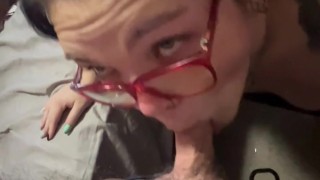 Swallowing big cock in my little throat