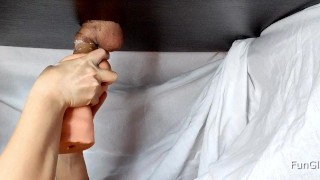 Milking table. Torturing a new client with an artificial vagina