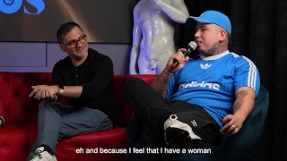 Sara Blonde se atraganta con una verga GORDA enfrente de su CORNUDO en Juan Bustos Show