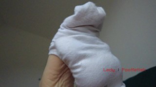 Mistress shows and orders to smell her feet in white socks, foot worship POV