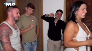 Curvy Latina Milf Hace su primer Cuarteto con tres jovencitos que la rompen toda! - Kylei Ellish