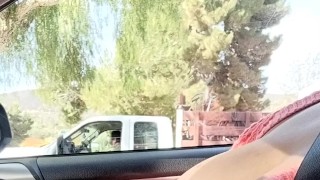 Flashing big tits in public