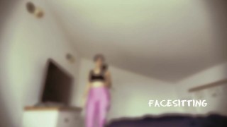 Sitting on the slave's face while looking at the phone, facesitting POV