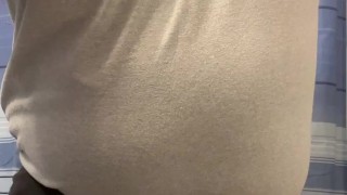 Black underwear jacking off thru fly