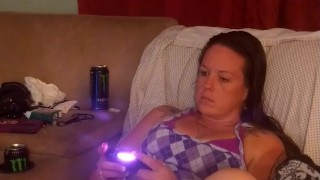 Friend lets me film up her purple skirt while she is playing video games (part 2)