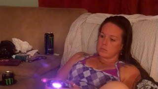 Filming up my roommates mini dress, trying to see her panties while she plays video games (part 4)