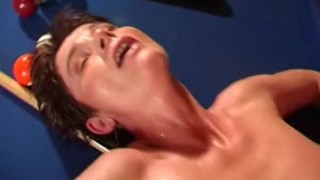 Horny MILF gets her wet pussy drilled deep by a young dude on the pool table