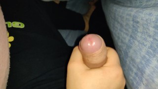 Watch how the cow's dicks swell while I jerk off my slave who ends up cumming everywhere