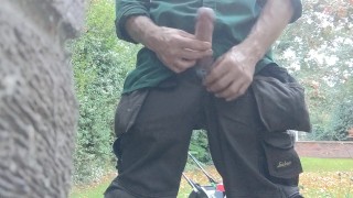 Gardener takes a piss #2 Gets a bit hard