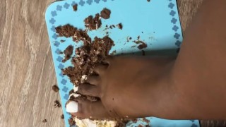 Pretty white toes crushing zebra cakes for you to eat
