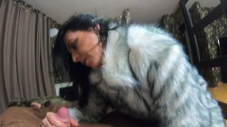 Preview- MilfyCalla- Face fuck,cum play while wearing a hot grey fur-coat and long boots 214