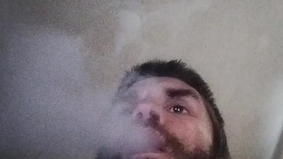 Cigar Smoking Wearing Leather Blazer smoke