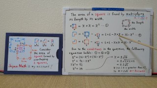 The area of square formed by overlapping 2 squares.[JapanMath]()