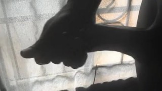 VERIFIED AMATEUR JACKING OFF HIS BIG COCK THROUGH THE WINDOW