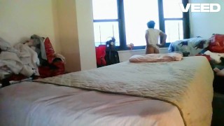 SOLO FEMALE DOGGY STYLE EBONY WINDOW SCENE CITY