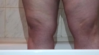 BBW MILF mom peeing in the shower in slow motion
